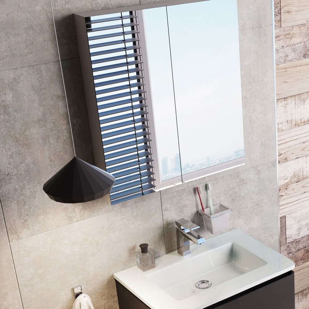 Neon Double Door Mirrored Wall Cabinet
