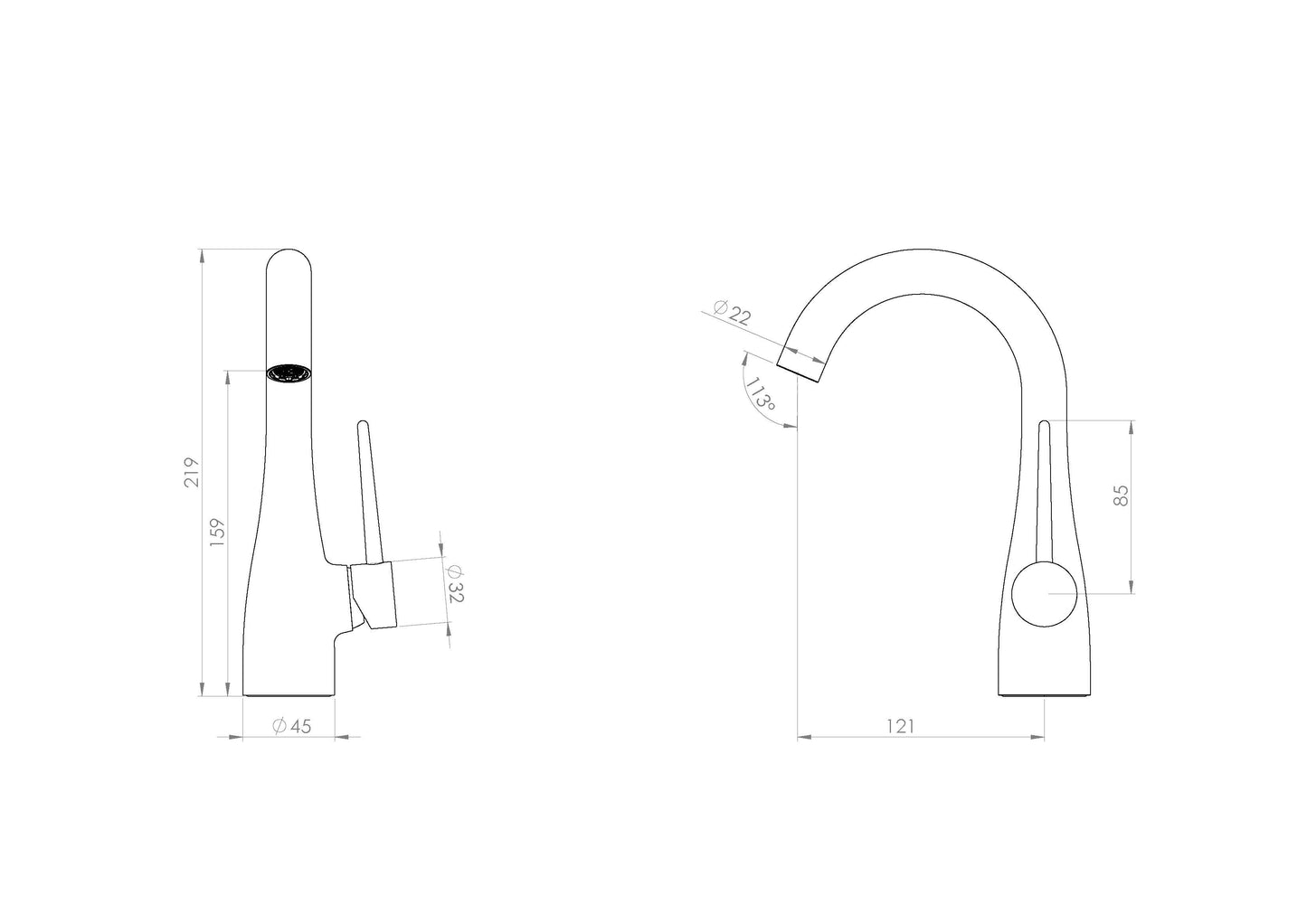 Saneux EDEN 3 Piece Deck Mounted Basin Mixer