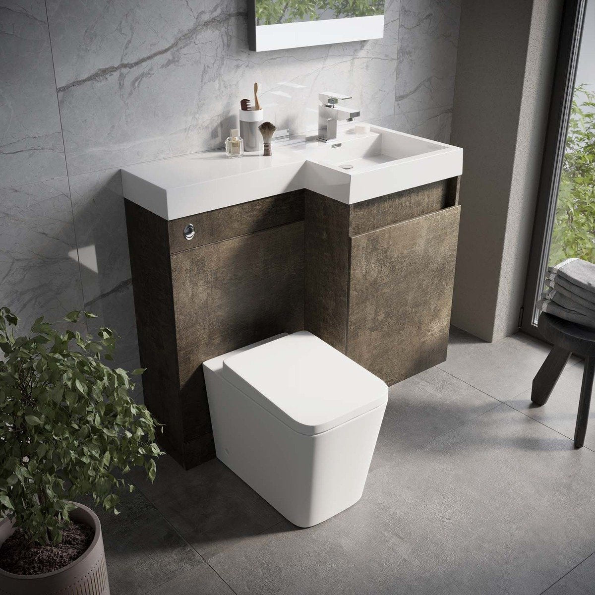 Summers Metallic Right Hand Combination Vanity Basin and WC Unit 900mm