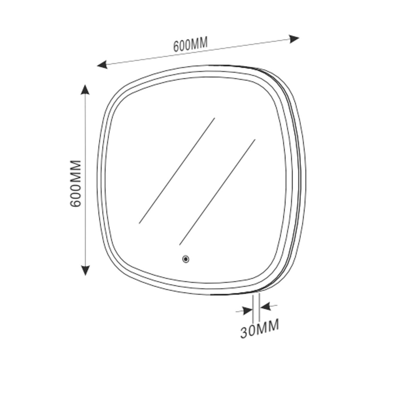 Pablo Square Illuminated LED Mirror 600mm