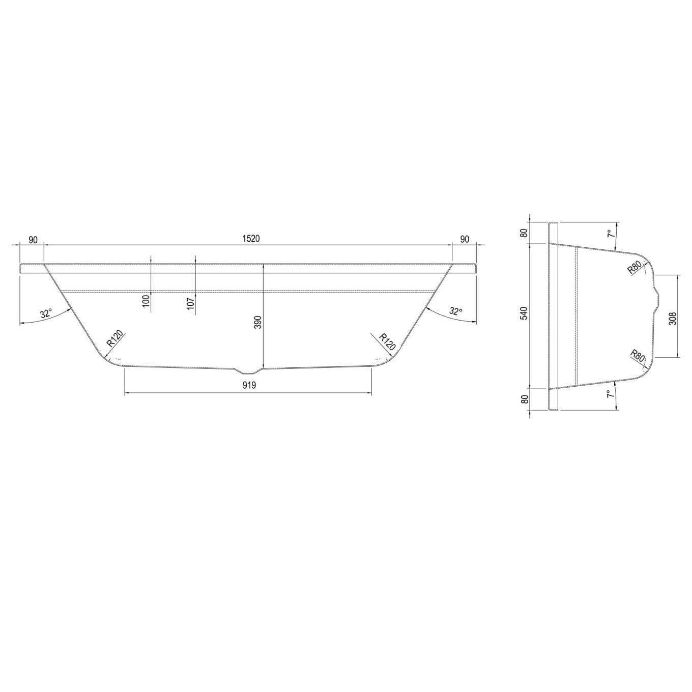 Ardite Double Ended Reinforced Acrylic Bath 1700x700mm