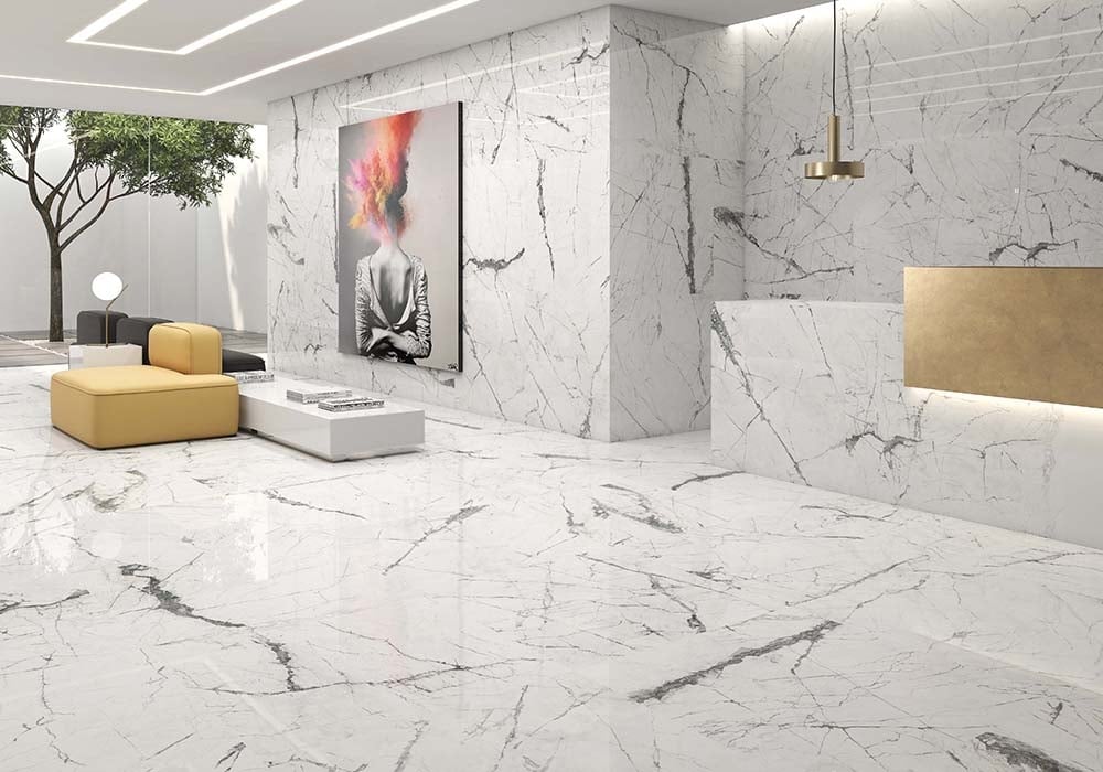 Kelto White Marble Gloss Porcelain Tile 600x1200mm
