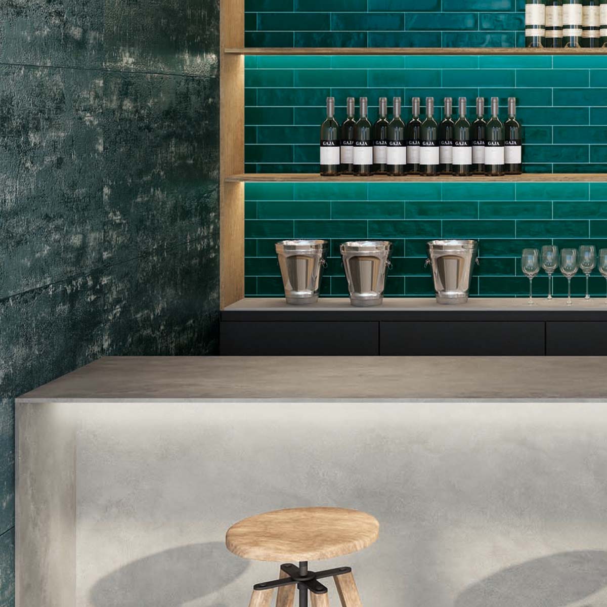 Metallon Seagreen Semi-Polished Metallic Porcelain Tile 300x600mm