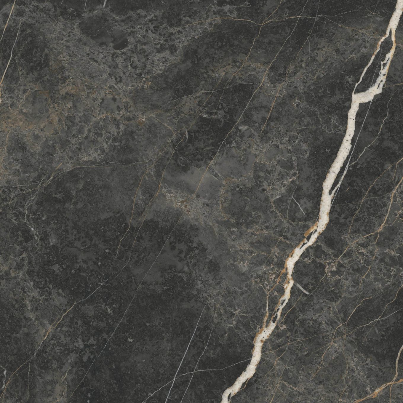 Lyons Black Marble Matt Porcelain Tile 900x900mm