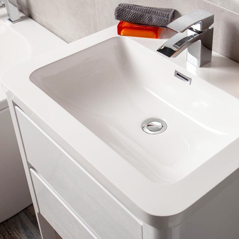 Stonehouse Gloss White Vanity Unit with Integrated Basin 600mm