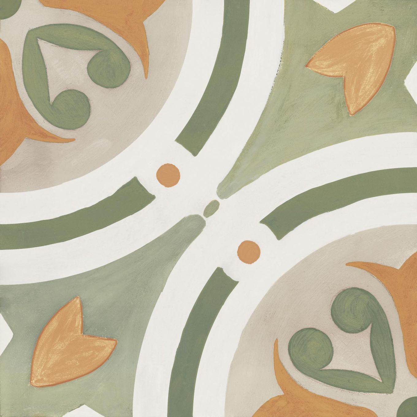 Acropolis Green Matt Porcelain Patterned Tile 223x223mm