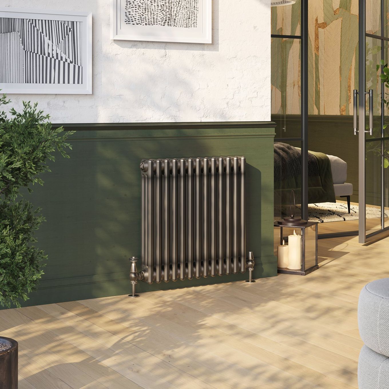 Clement Raw Metal Triple Horizontal Column Radiator 600x605mm