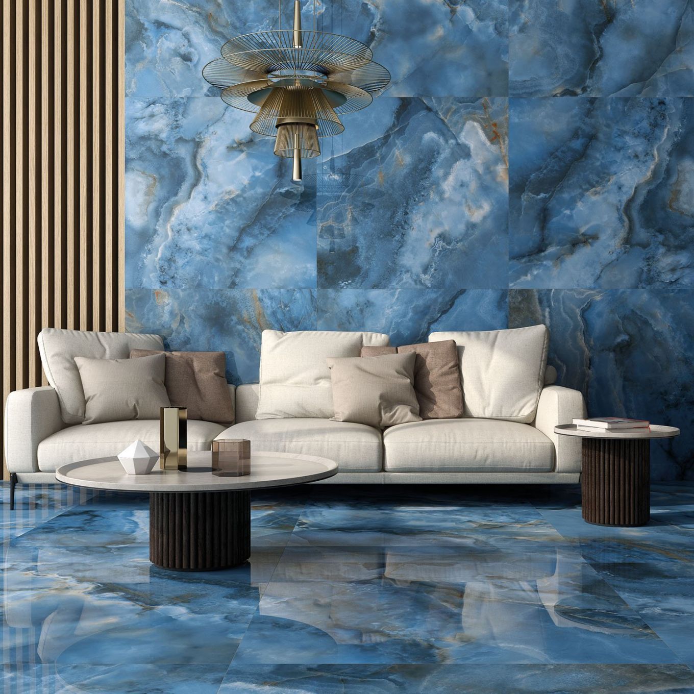Osaka Blue Super Polished Porcelain Onyx Tile 600x1200mm