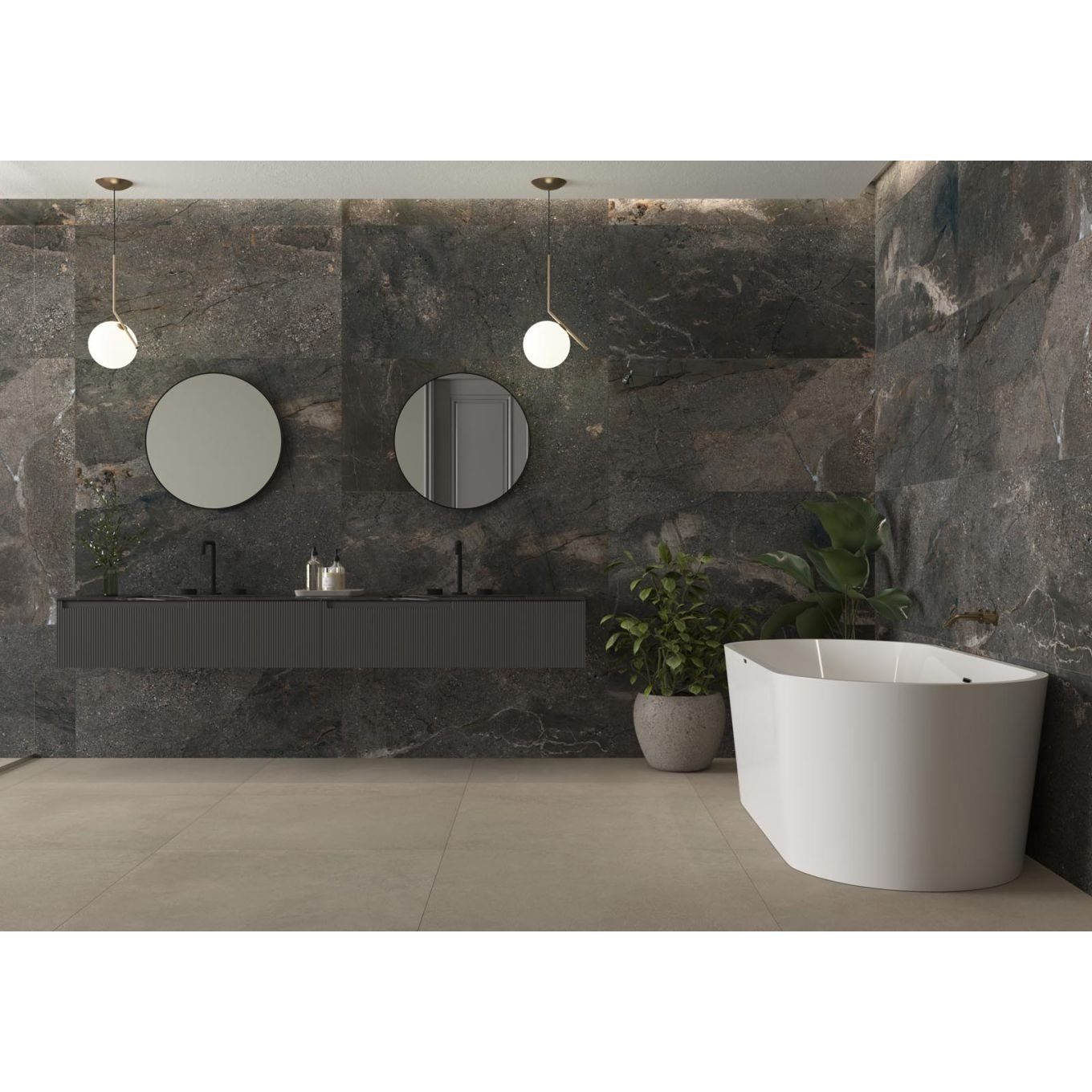 Zoltan Graphite Stone Effect Matt Porcelain Tile 600x1200mm
