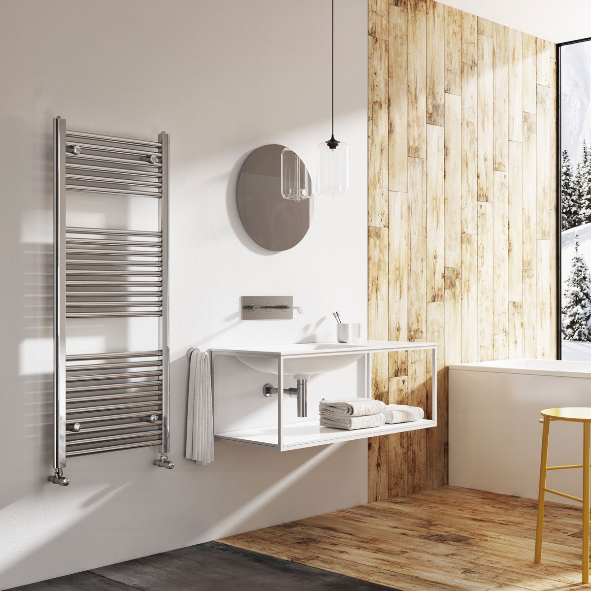 Neptune Chrome Heated Towel Rail 1200x500mm