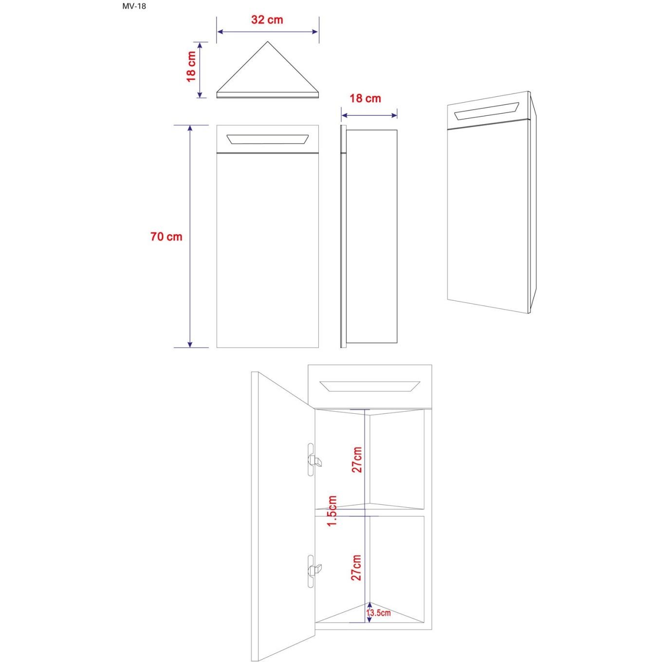 Ashburn Corner LED Mirrored Wall Cabinet