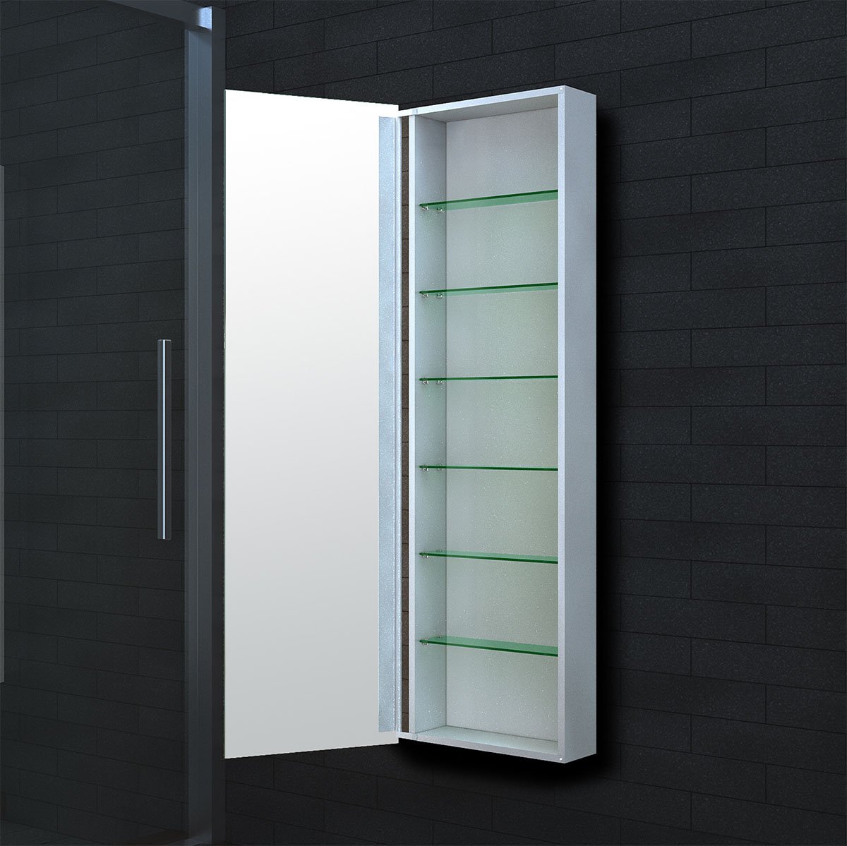 Neon Tall Mirrored Wall Cabinet