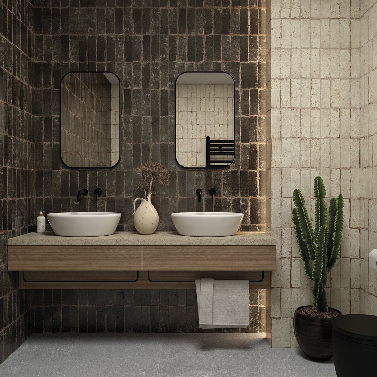 Monza Beige Glossy Porcelain Brick Tile 65x200mm