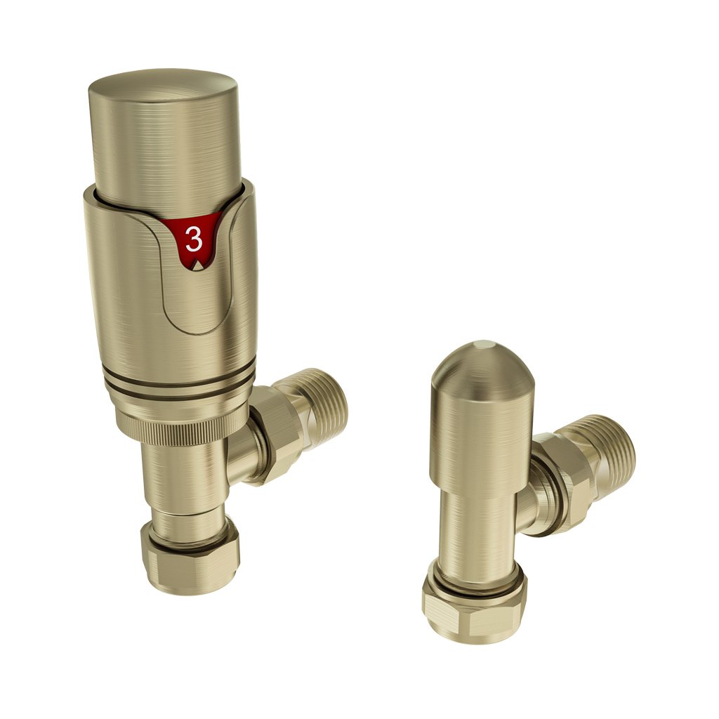 Eastbrook Brushed Gold Angled Pair of Radiator Valves