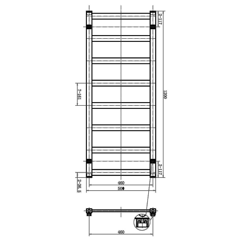 Valda Chrome Designer Heated Towel Rail 1200x500mm