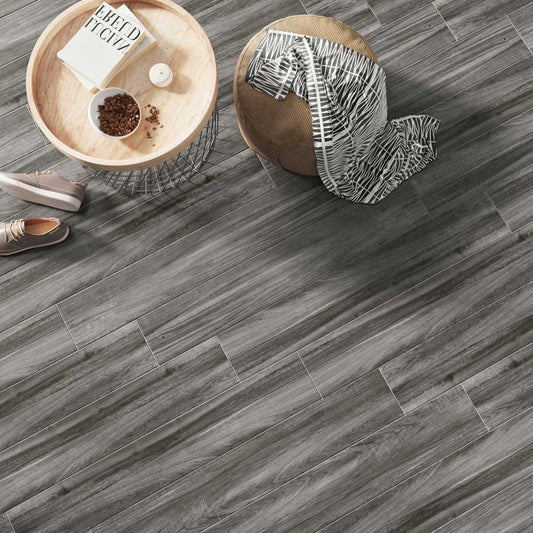 Duke Anthracite Wood Effect Matt Porcelain Tile 200x1200mm