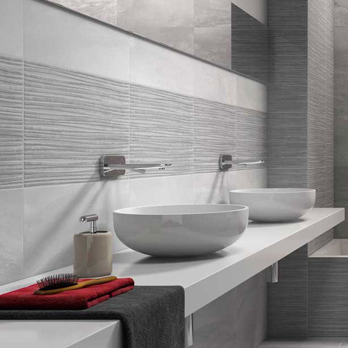 Fin Grey Decor Ceramic Tile 333x550mm