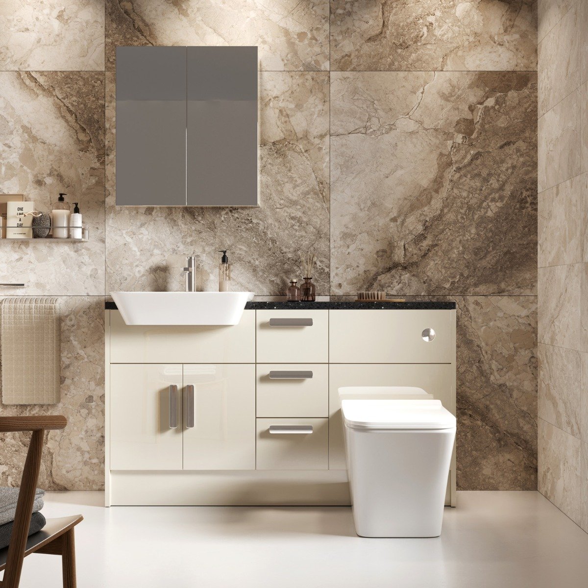Surrey Mussel Gloss Fitted Furniture WC Unit 600mm