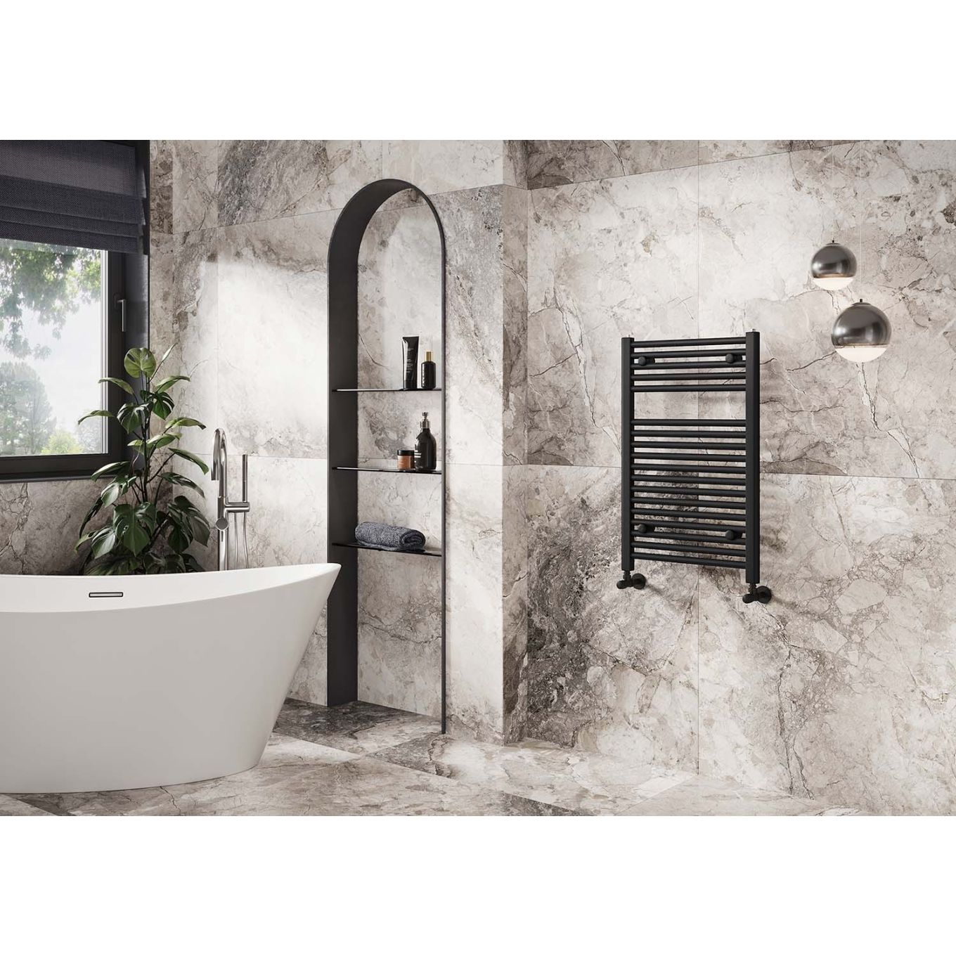 Neptune Matt Black Heated Towel Rail 770x500mm