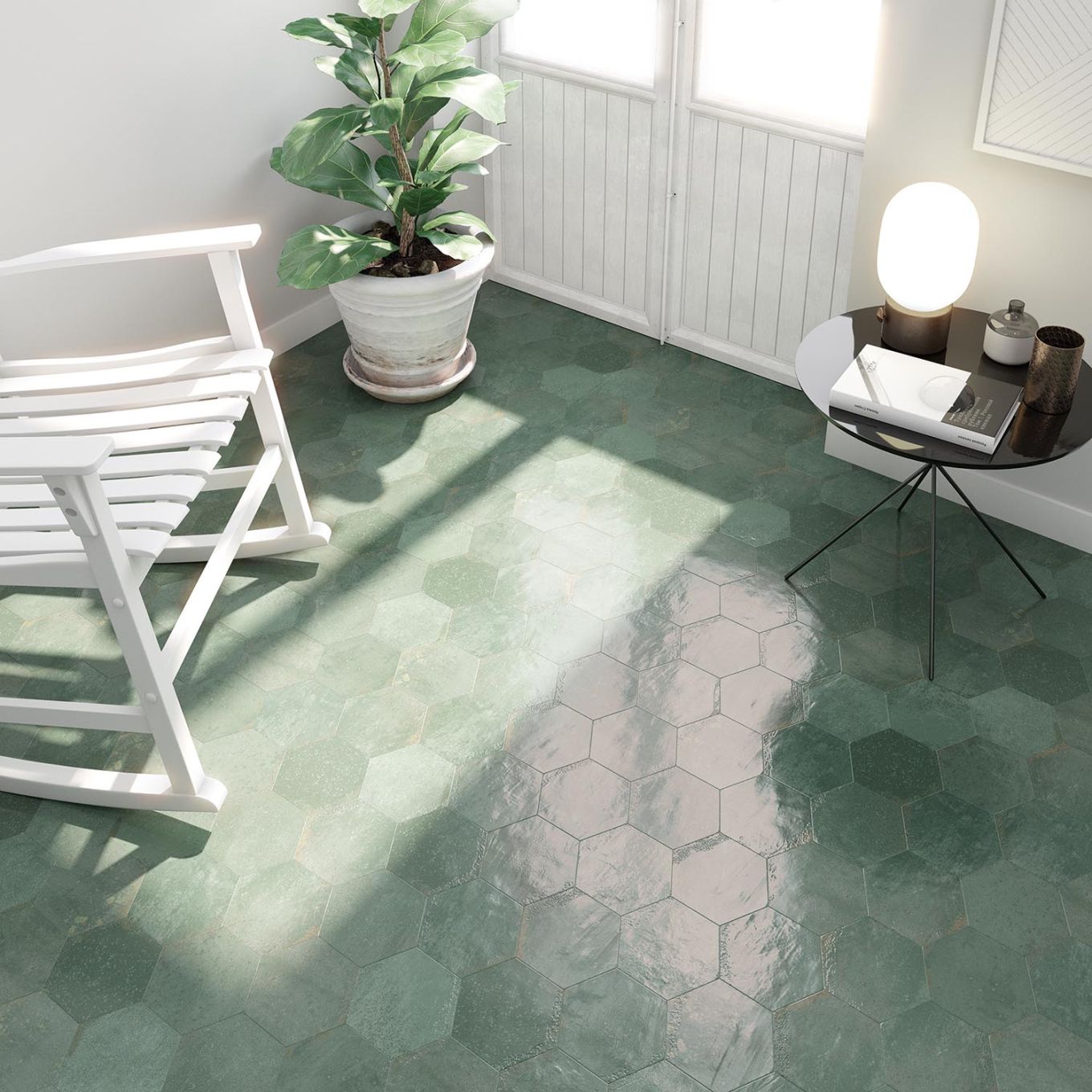 Bergamo Green Porcelain Hexagon Tile 150x130mm