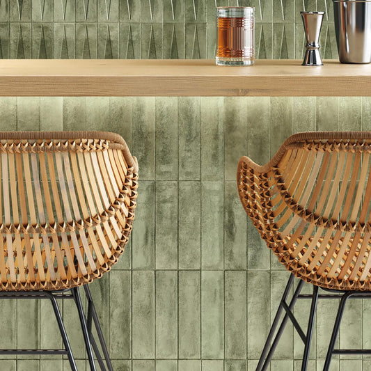Babylon Green Gloss Ceramic Brick Tile 246x60mm