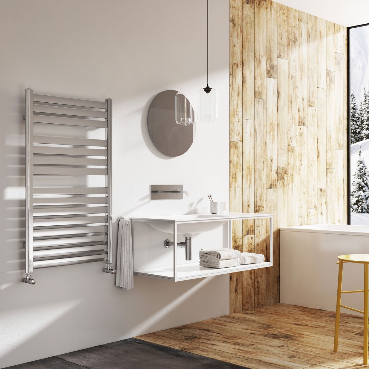 Portabello Chrome Heated Towel Rail 1000x600mm