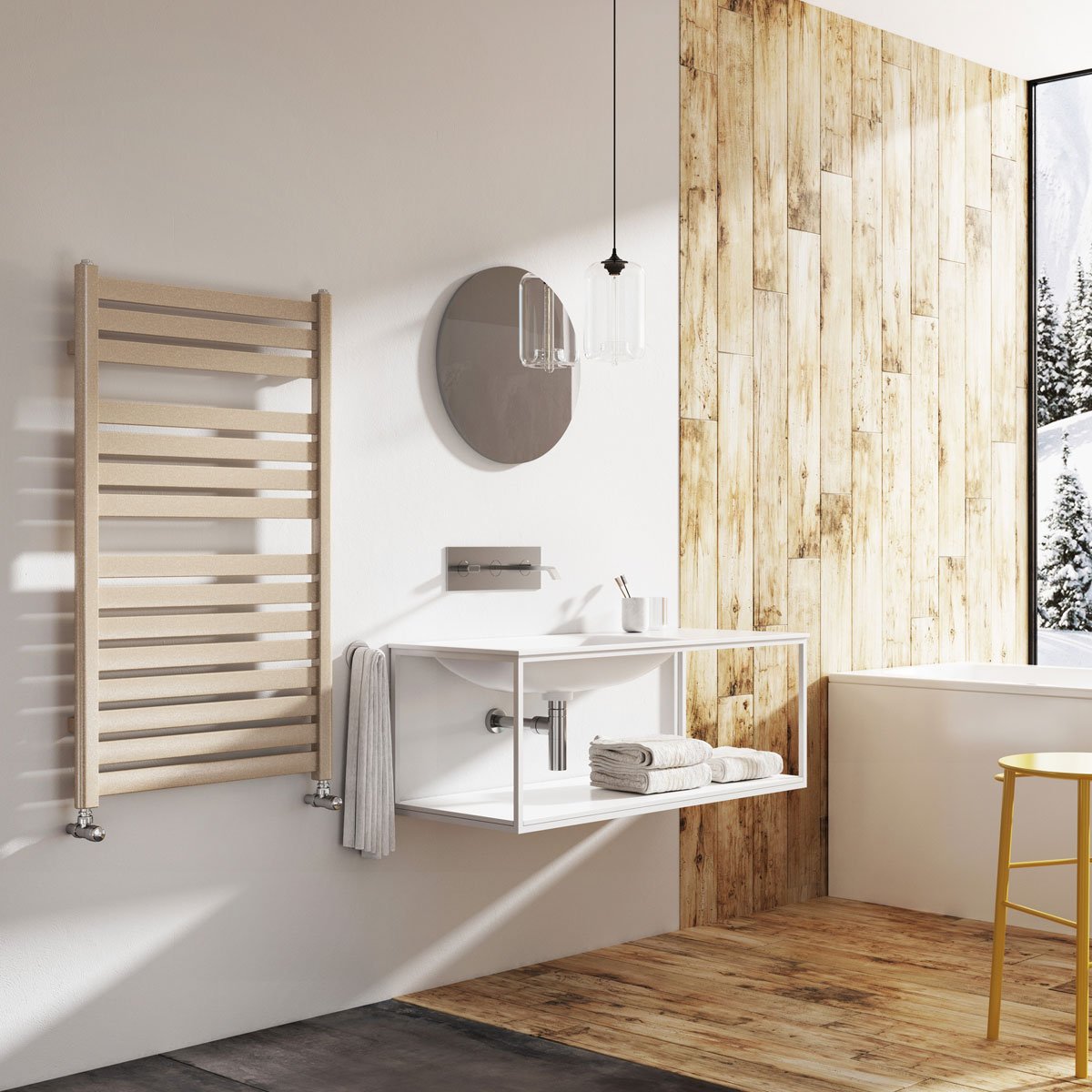 Portabello Brown Metallic Heated Towel Rail 1000x600mm