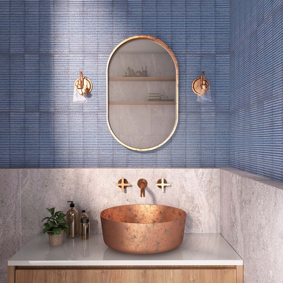 Canillo Blue Gloss Ceramic Brick Tile 300x75mm