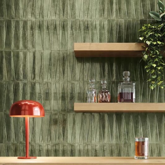 Babylon Green Gloss Ceramic Decor Brick Tile 246x60mm