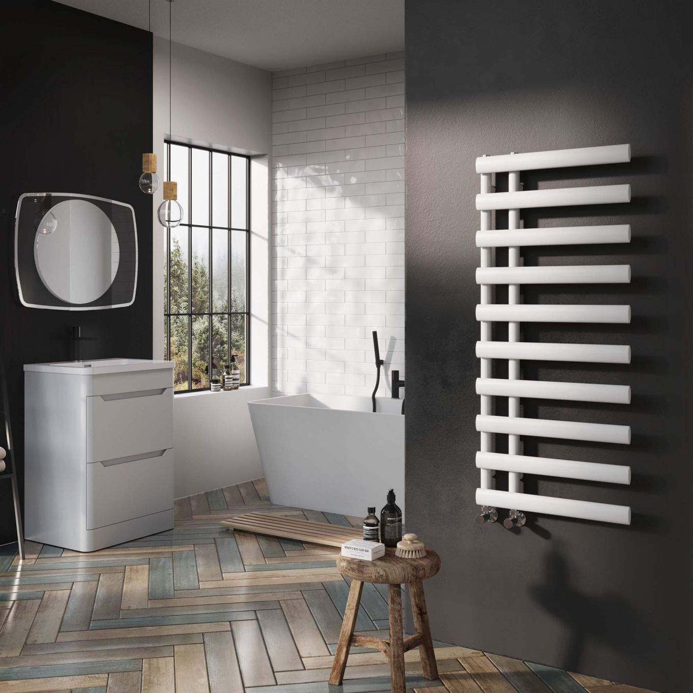 Dunwell White Designer Heated Towel Rail 1140x500mm