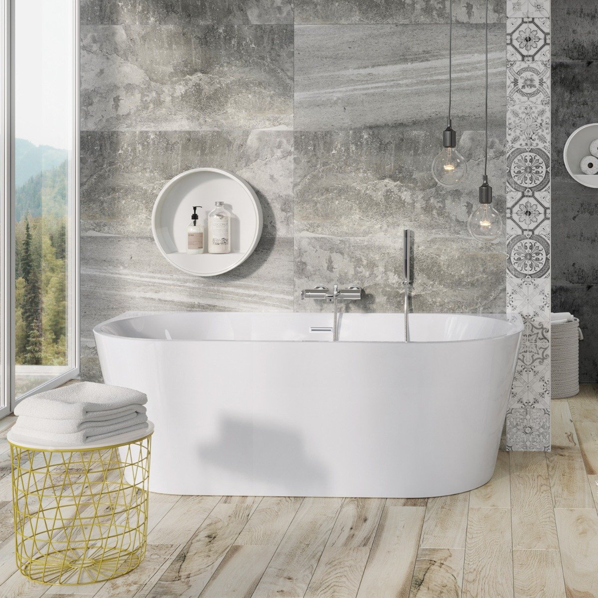 Ellwood Freestanding Back to Wall Acrylic Bath 1700x800mm