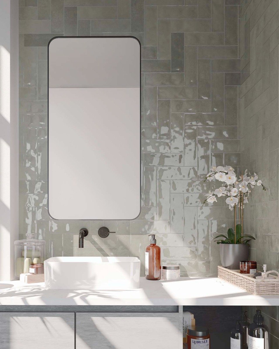 Napoli Gris Gloss Porcelain Brick Tile 200x65mm