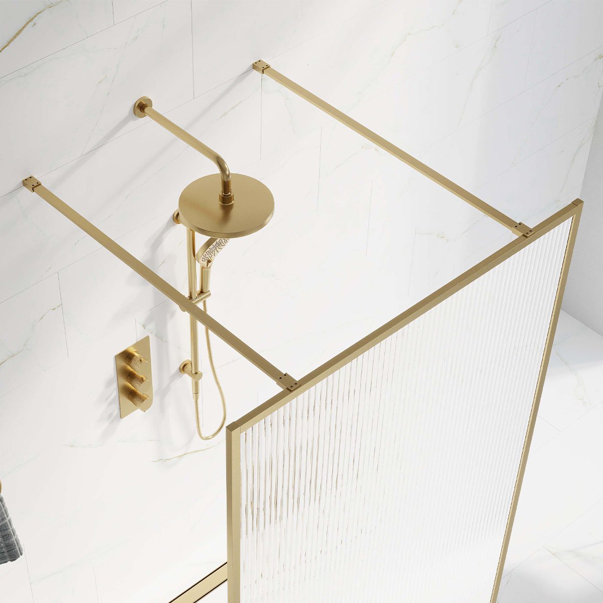 Amien Brushed Gold Shower Screen Straight Support Bar 1200mm