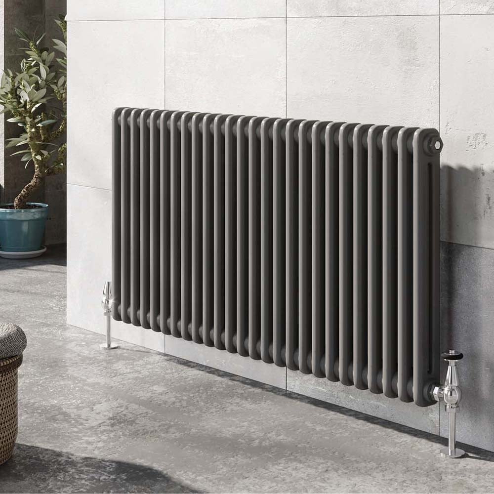 Upton Grey Double Horizontal Column Radiator 600x1190mm