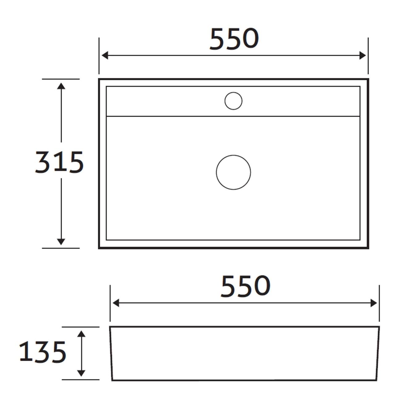Aero White Rectangular Countertop Basin