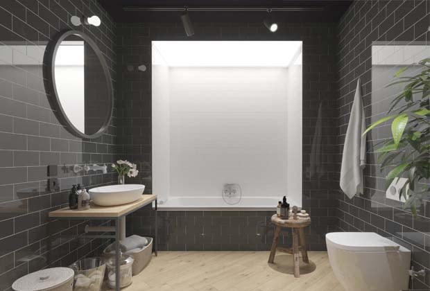 Luso Black Gloss Ceramic Tile 100x300mm