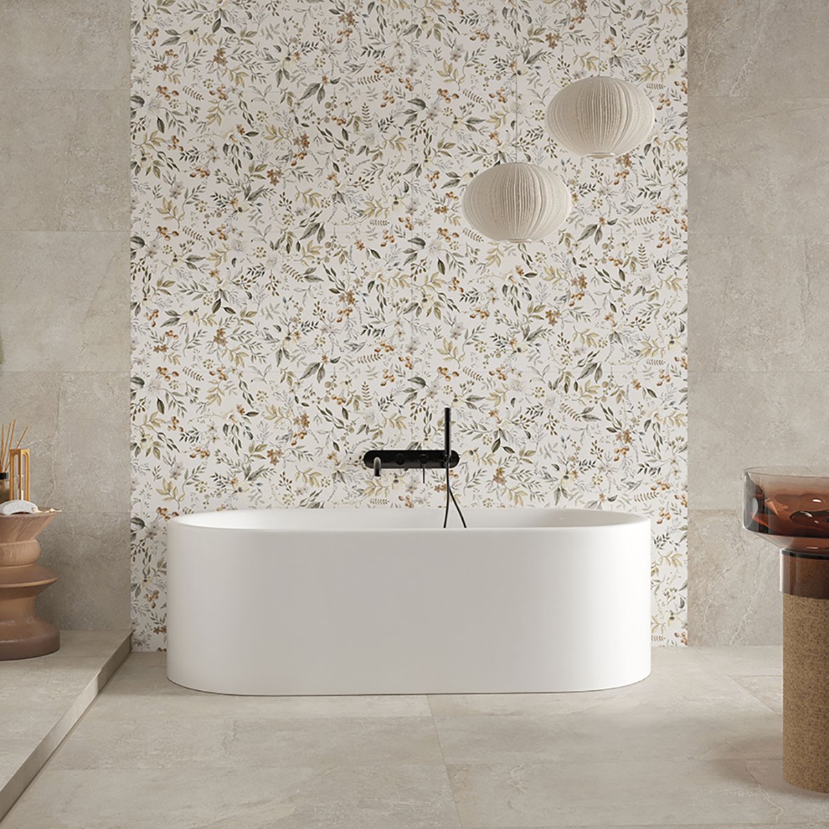 Bonito Autumn Floral Matt Porcelain Tile 1200x600mm