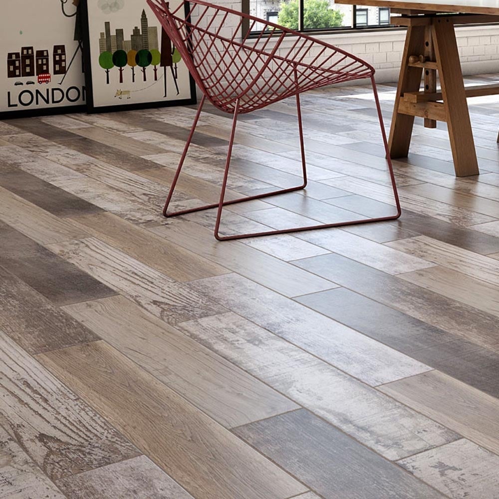Sabre Alpine Mixed Wood Effect Matt Porcelain Tiles 150x900mm