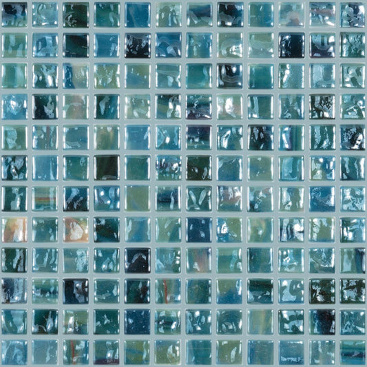 Lull Watercolour Blue Glass Mosaic Tile 315x315mm