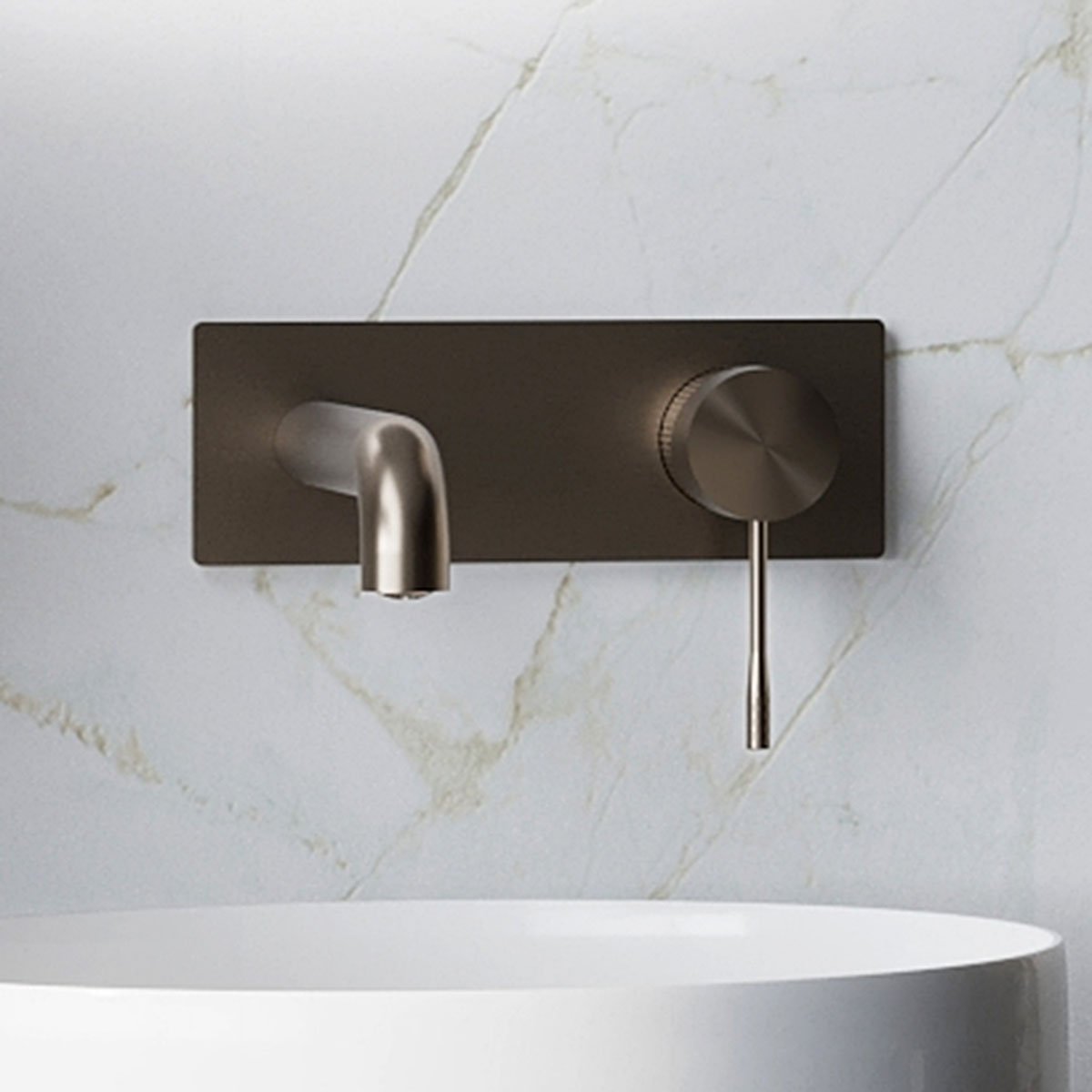 Moray Satin Bronze Knurled Wall Mounted Basin Tap