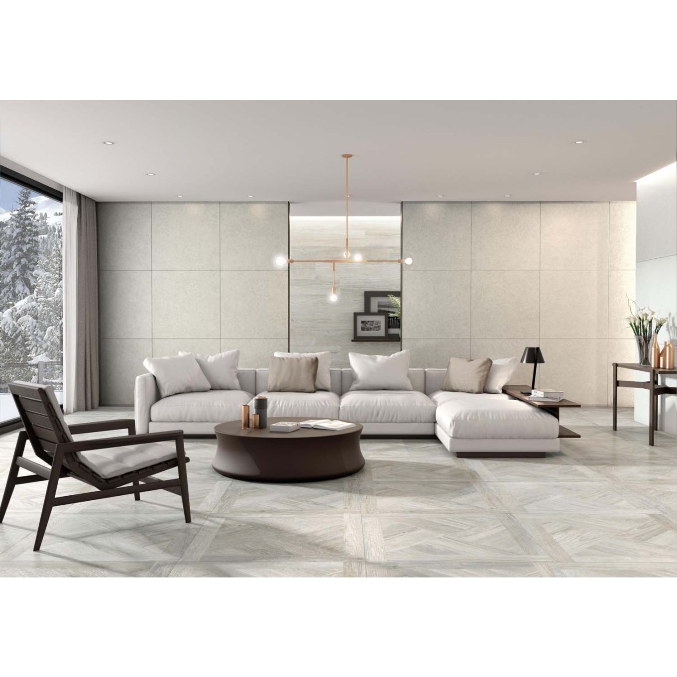Pinkman White Wood Effect Matt Porcelain Tile 900x900mm