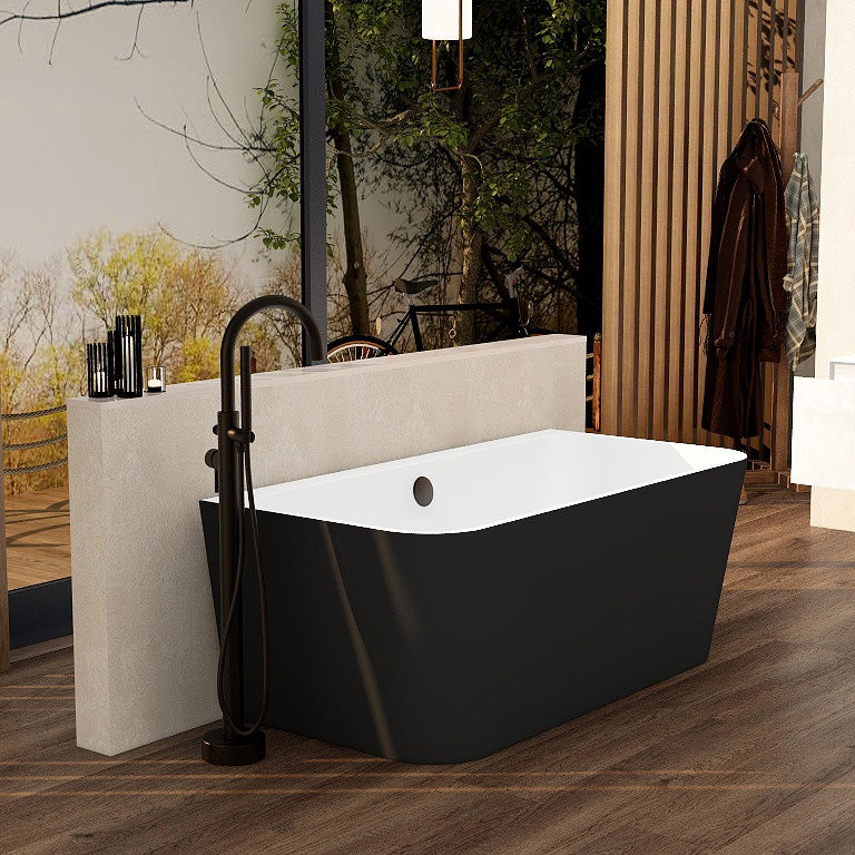 Ravine 1500mm fully reinforced back to wall freestanding bath with matt black exterior