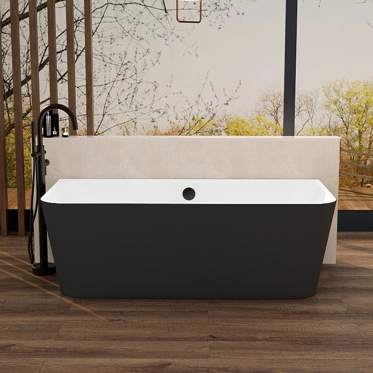 Ravine 1700mm fully reinforced back to wall freestanding bath with matt black exterior