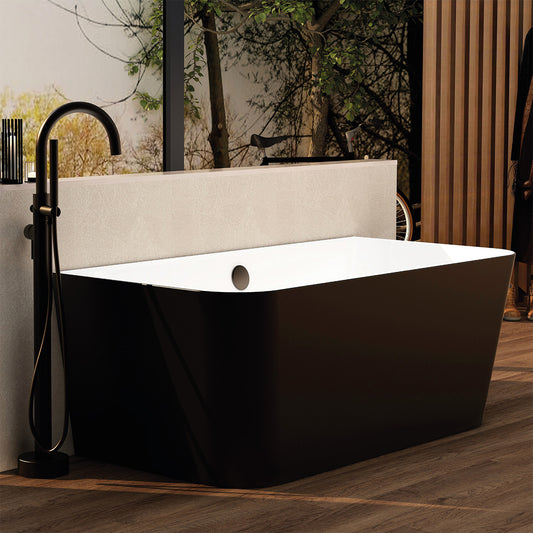 Ravine 1700mm fully reinforced back to wall freestanding bath with matt black exterior