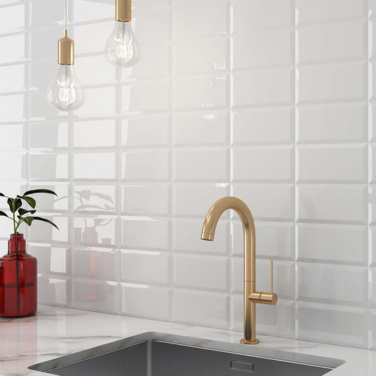 Metro White Ceramic Brick Tile 100x200mm
