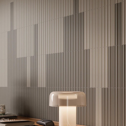 Prism Ribbed Taupe Matt Ceramic Brick Tile 200x50mm
