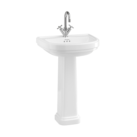 Riviera 580mm D Shape Basin with Riviera Full Pedestal