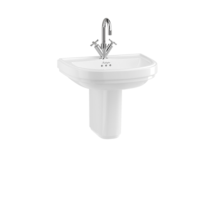 Riviera 580mm D Shape Basin with Riviera Semi Pedestal