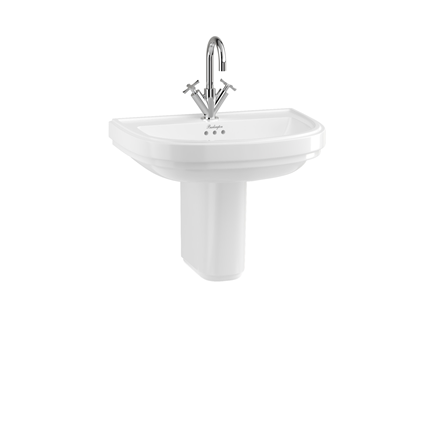 Riviera 650mm D Shape Basin with Riviera Semi Pedestal