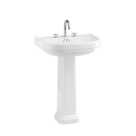 Riviera 650mm D Shape Basin with Riviera Full Pedestal